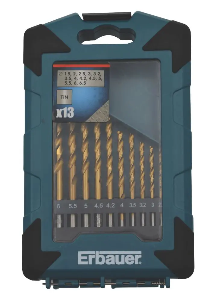 13-Piece Erbauer Straight Shank Hss Drill Bit Set – Premium Heat-Treated Steel 1