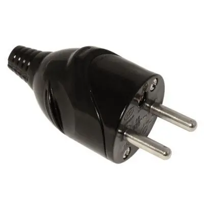 16A Unfused Straight Male Plug – Black Pvc Housing 1
