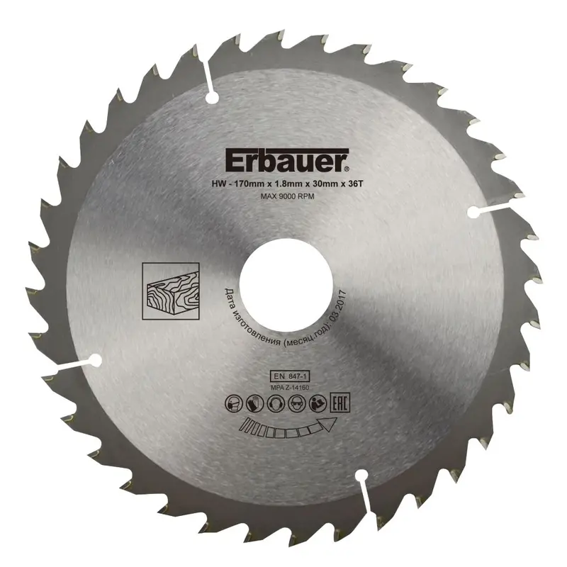 170Mm 36-Tooth Erbauer Wood-Cutting Circular Saw Blade 1