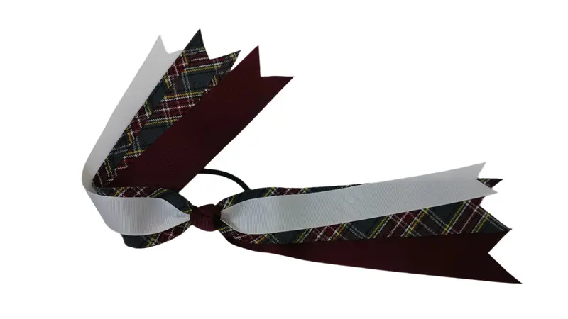 18-Inch Streamer Bow – Burgundy, Plaid, And White Theme 1