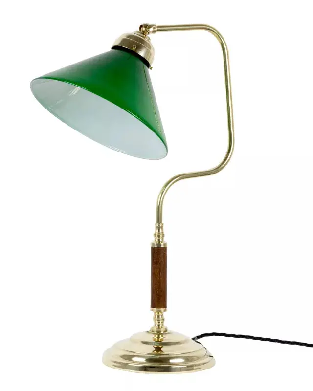 1903-Style Desk Lamp In Brass With Green Bell Shade 1