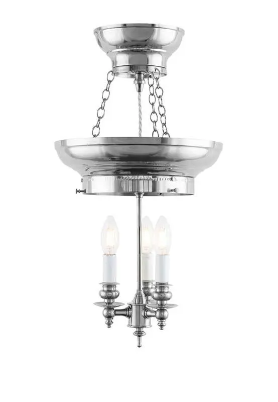 200Mm Entryway Pendant Lamp – Nickel Finish With 3Xe14 Sockets, No Shade 1