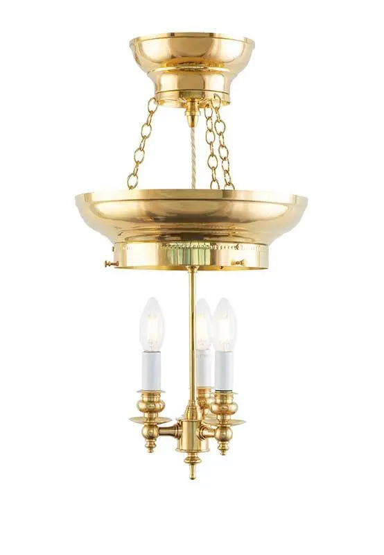 200Mm Hallway Pendant Light – Brass Finish With 3Xe14 Bulb Holders, Shade-Free 1