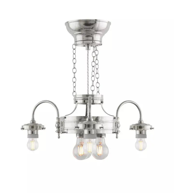 3-Arm Nickel Ring Chandelier – Unshaded Fixture 1