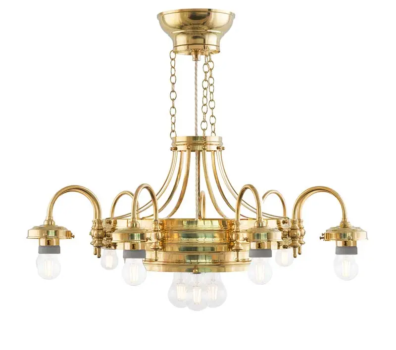 9-Arm Ring Chandelier (Brass Finish) – Unshaded Design 1