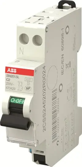 Abb 2A 1+N Type C Miniature Circuit Breaker (Mcb) 1