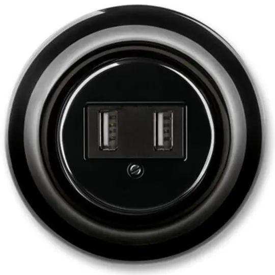 Abb Decento Dual Usb Charging Socket In Black Porcelain 1