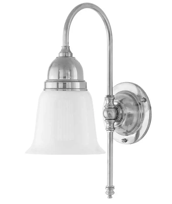 Ahlström Wall Lamp – Nickel Base With Opal White Bell-Shaped Shade 1