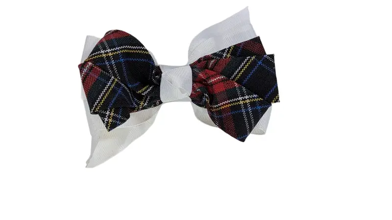 Ahs Large Plaid And White Pinwheel Bow – Single Item 1