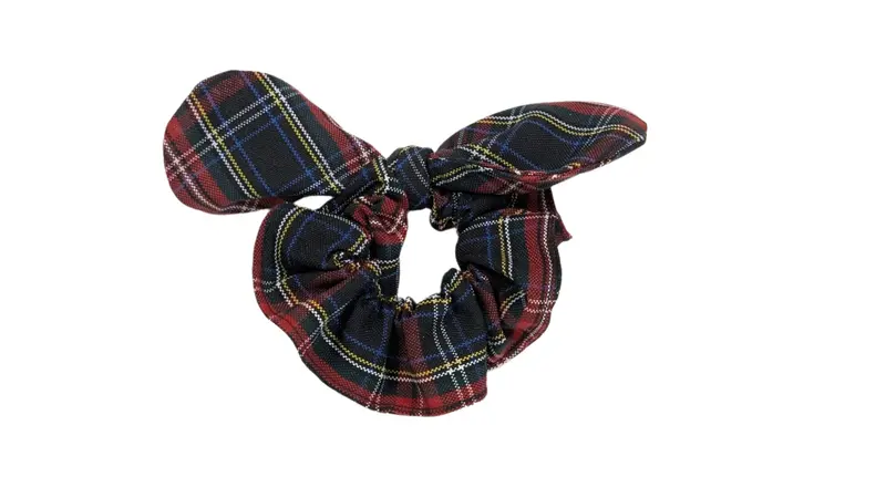 Ahs Plaid Bow Scrunchie Featuring Knotted Accent 1