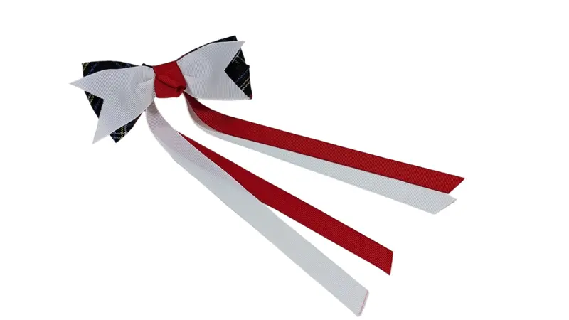 Ahs White Spike Plaid Bow With Red-And-White Streamers 1
