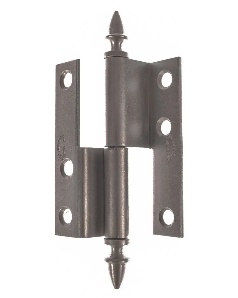 Angled Door Hinge With Acorn-Style Knob 1