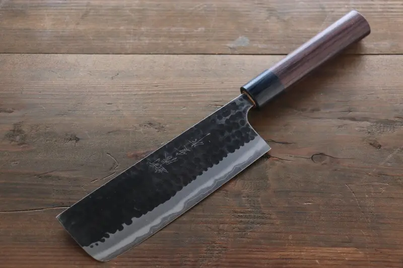 Anryu Blue Super Core Nakiri – 165Mm Traditional Japanese Vegetable Knife, Shitan Handle 1