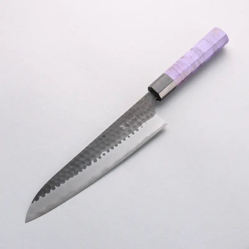Anryu Blue Super Kurouchi Gyuto – 210Mm Purple Stabilized Wood Handle 1