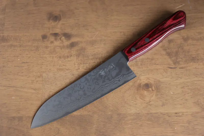 Anryu Vg10 Damascus Santoku – 170Mm With Red Pakka Wood Handle 1