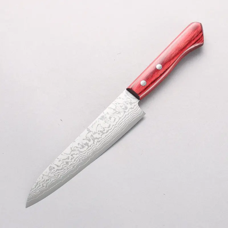 Anryu Vg10 Damascus Utility Knife 150Mm With Red Pakkawood Handle 1