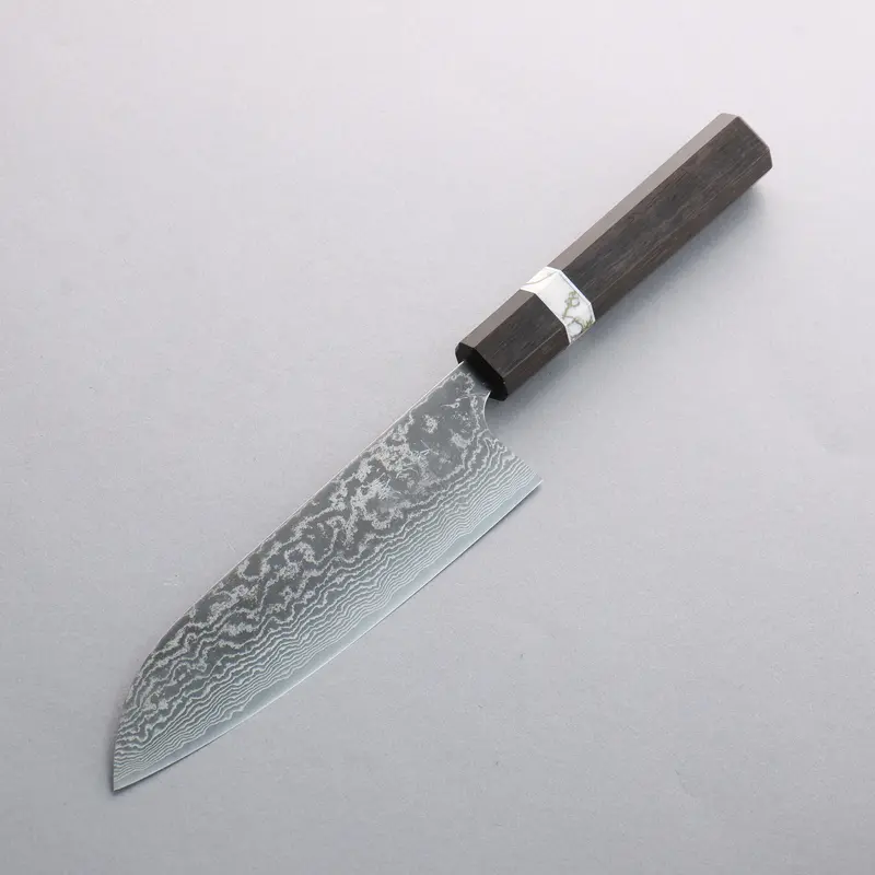 Anryu Vg10 Migaki Damascus Santoku – 170Mm With Rosewood & White Turquoise Ring Handle 1
