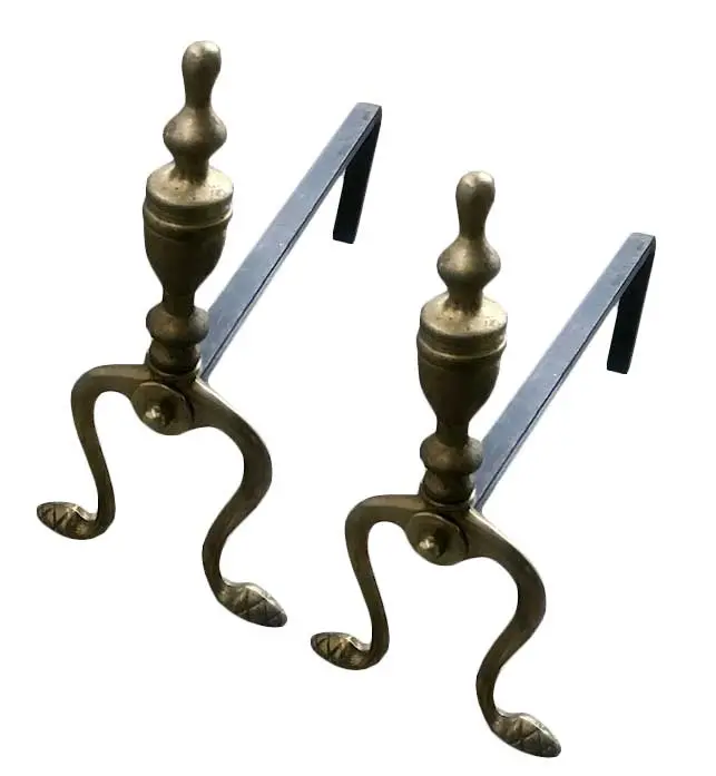Antique Brass Fireplace Dogs – Trophy Pair 1