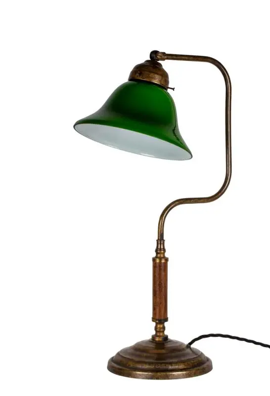 Antique-Inspired Desk Lamp – 1903 Design With Green Bell Shade 1