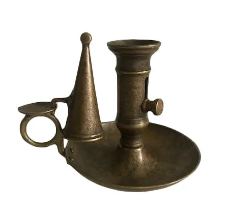 Antique-Style Brass Desk Candle Stand – Includes Integrated Snuffer 1