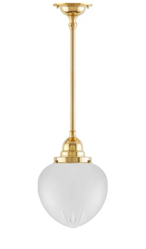 Bathroom Ceiling Light – Byström Pendant 100 Mm In Brass With Frosted Droplet Shade 1