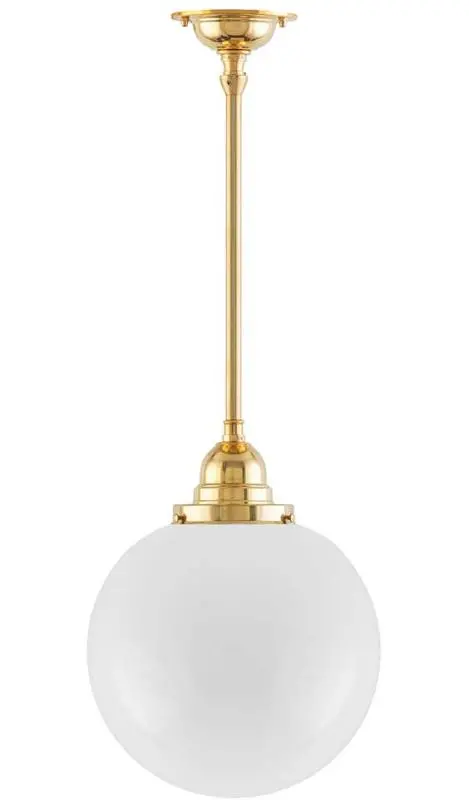 Bathroom Ceiling Light – Byström Pendant 100 Mm In Brass With Large Drum Shade 1