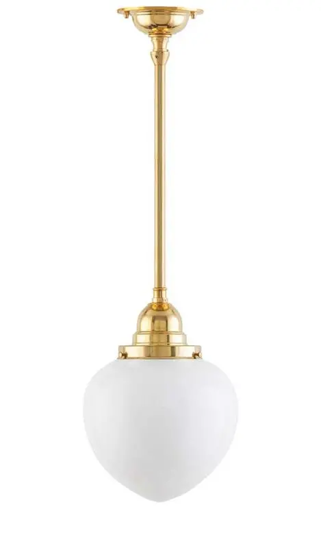 Bathroom Ceiling Light – Byström Pendant 100 Mm In Brass With White Droplet Shade 1