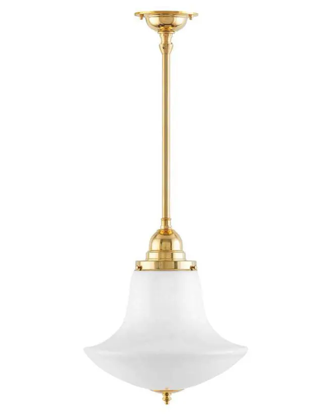 Bathroom Ceiling Light – Byström Pendant 100 Mm In Brass With White Fabric Shade 1