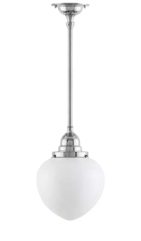 Bathroom Ceiling Light – Byström Pendant 100 Mm In Nickel With White Droplet Shade 1