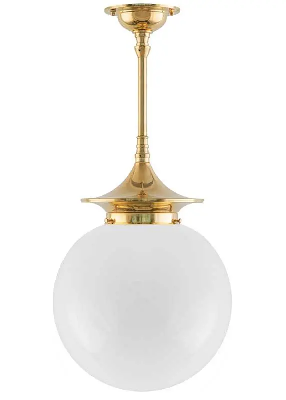 Bathroom Ceiling Light – Dahlberg Pendant 100 Mm In Brass With Large Drum Shade 1