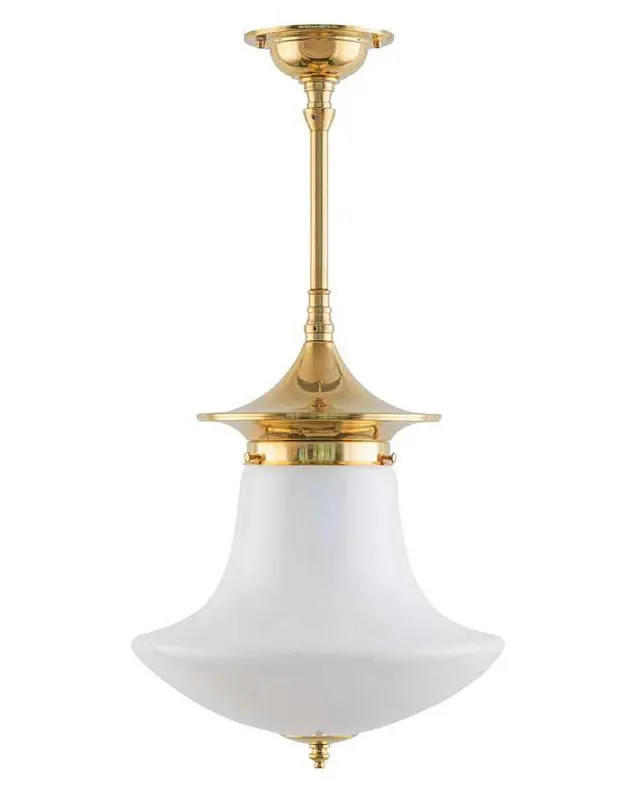 Bathroom Ceiling Light – Dahlberg Pendant 100 Mm In Brass With White Fabric Shade 1