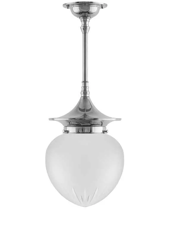 Bathroom Ceiling Light – Dahlberg Pendant 100 Mm In Nickel With Frosted Glass Droplet Shade 1