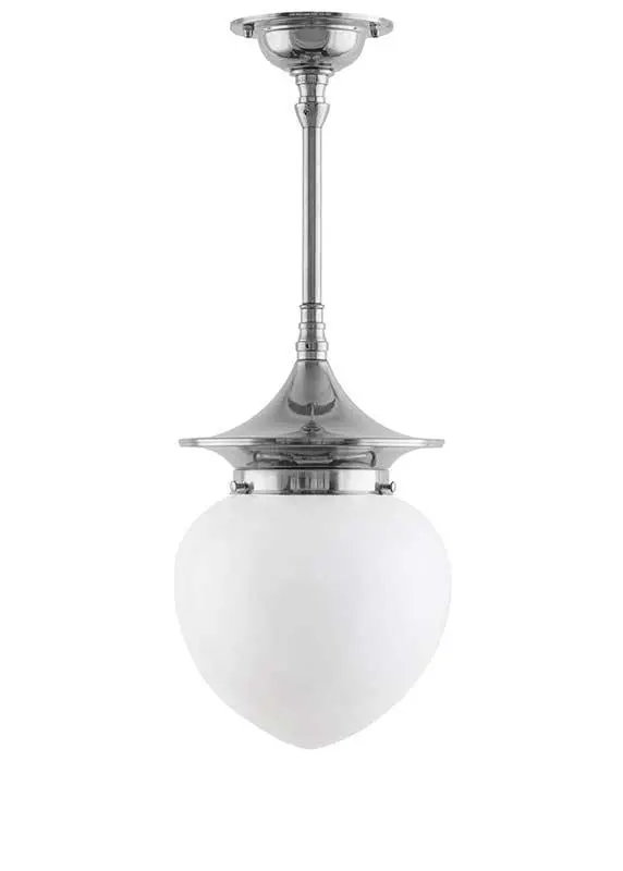 Bathroom Ceiling Light – Dahlberg Pendant 100 Mm In Nickel With Opal Glass Droplet Shade 1