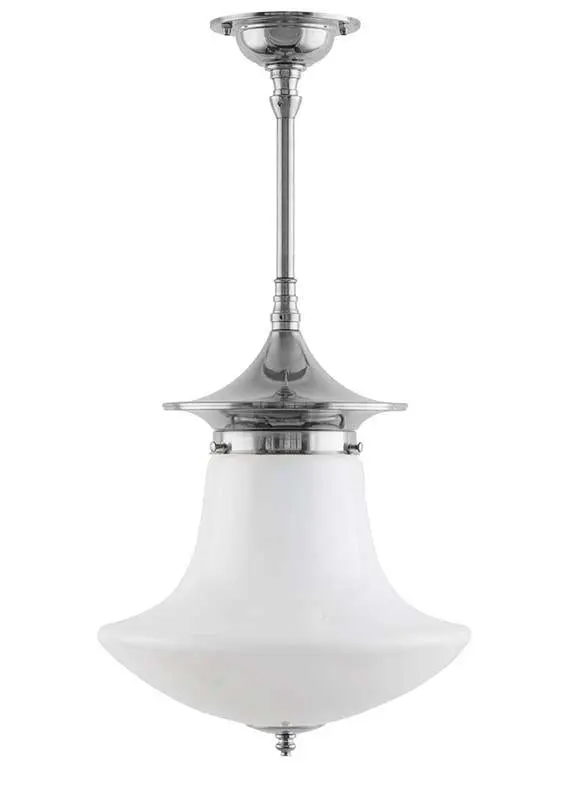 Bathroom Ceiling Light – Dahlberg Pendant 100 Mm In Nickel With White Fabric Shade 1
