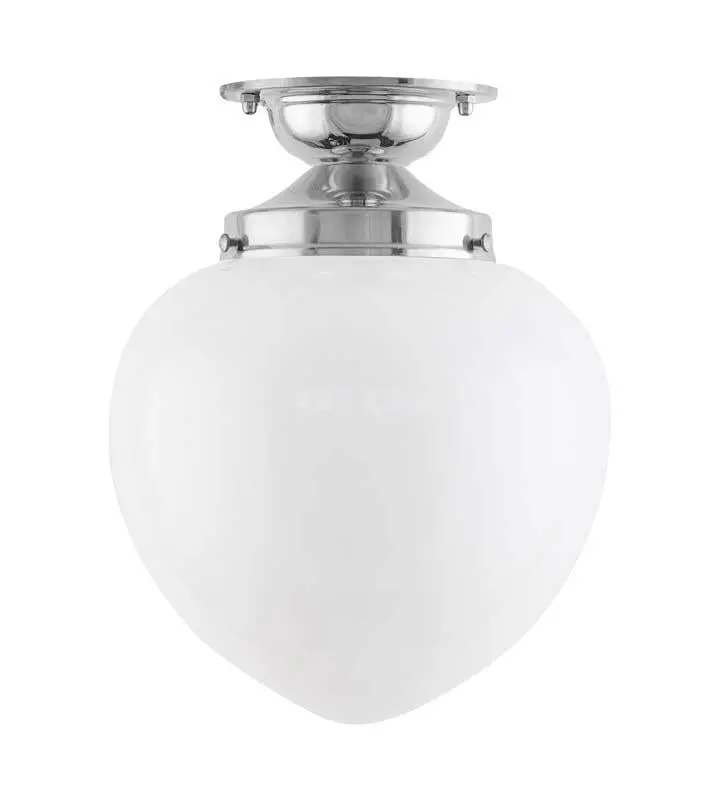 Bathroom Ceiling Light – Lundkvist 100 In Matte Nickel With Classic Glass Drop 1