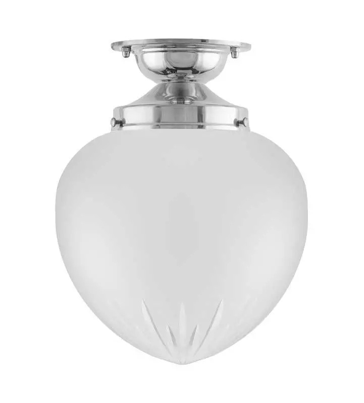 Bathroom Ceiling Light – Lundkvist 100 In Matte Nickel With Frosted Glass Drop 1