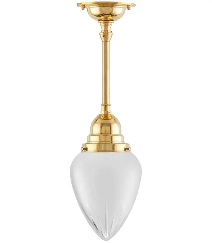 Bathroom Pendant Light – Byström 80 Mm Brass Finish With Frosted Glass Drop 1
