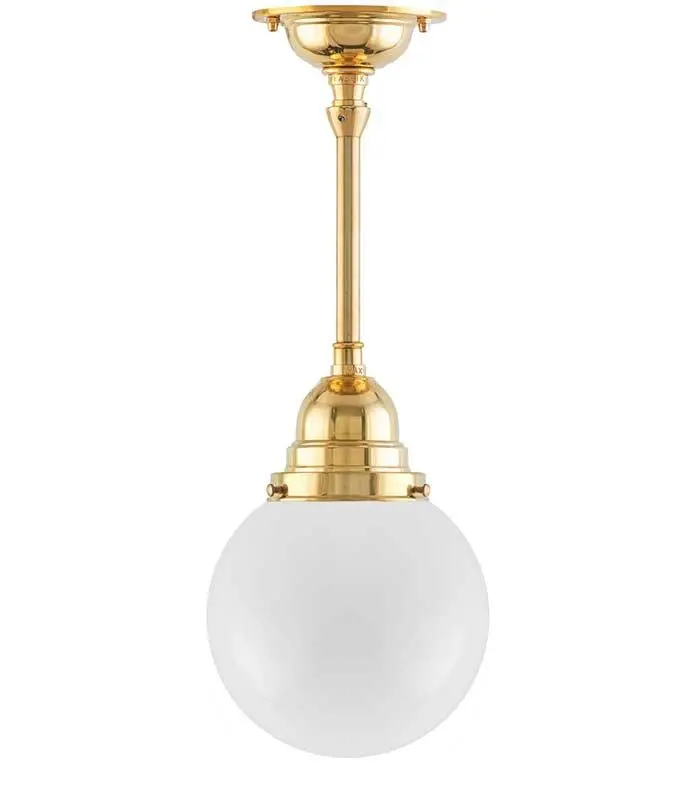 Bathroom Pendant Light – Byström 80 Mm Brass Finish With Matte White Shade 1