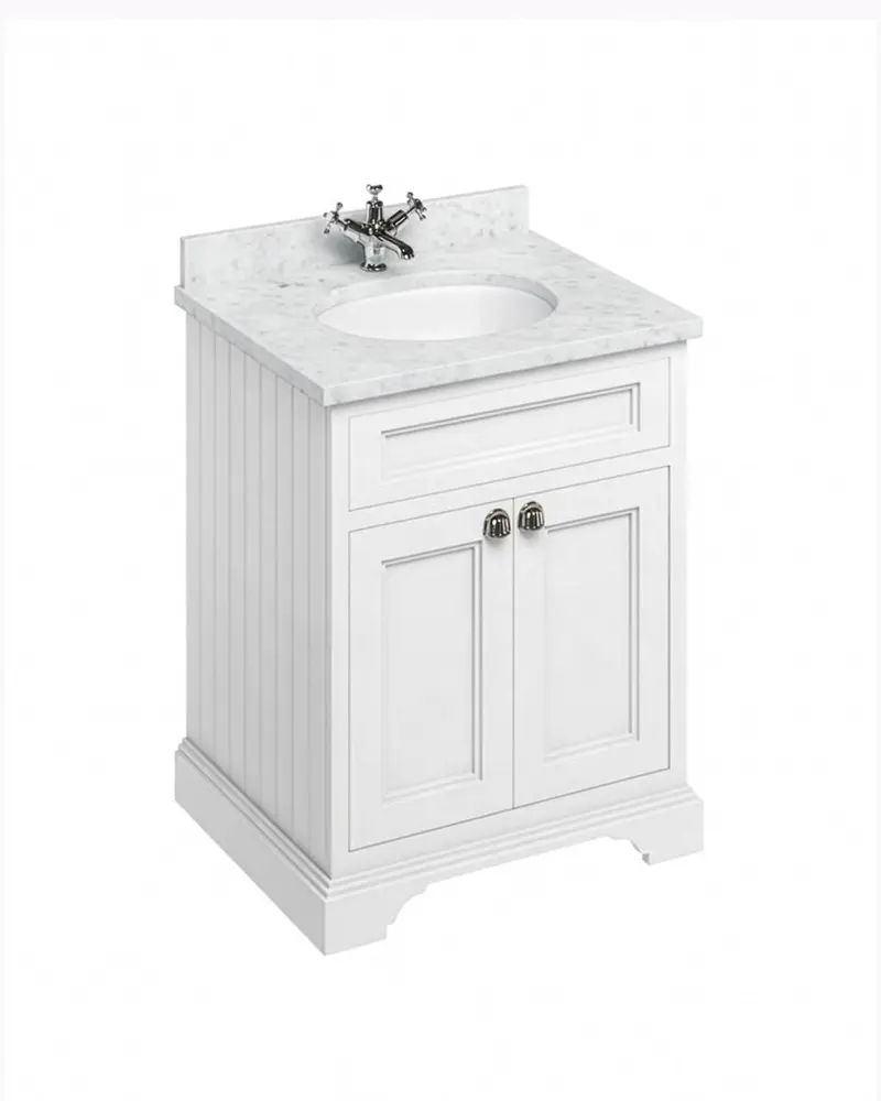 Bathroom Vanity Unit – Burlington 65 Cm, All-White Design With Soft-Close Door 1