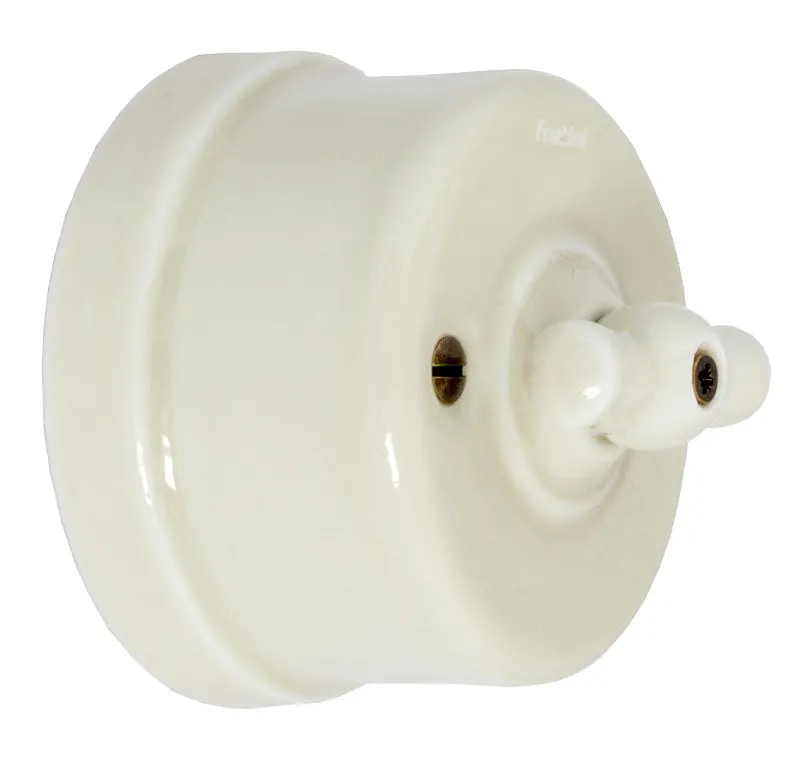 Beige-Yellow Porcelain Wall-Mounted Light Switch Plate – Twist, Pull, And Step Function 1