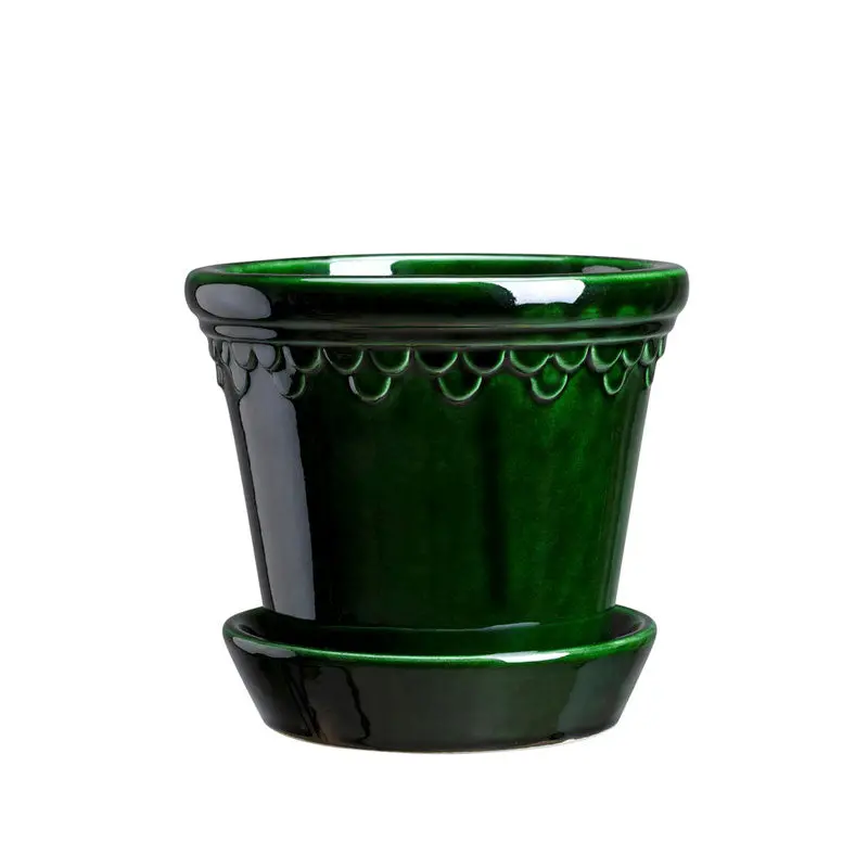 Bergs Potter Jugend Planter With Saucer – Emerald Green, 12 Cm 1