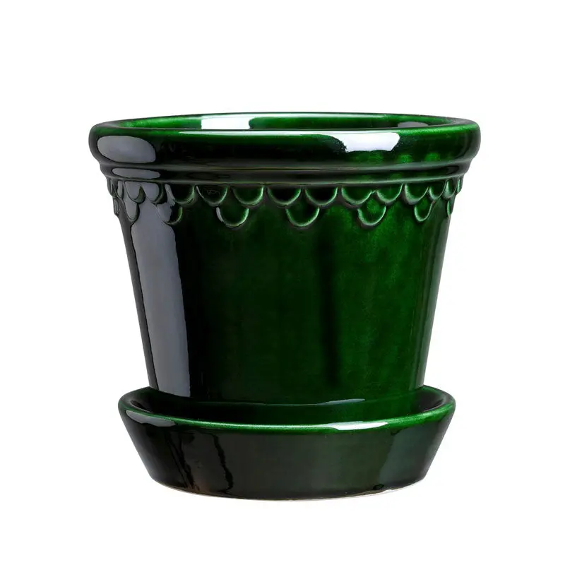 Bergs Potter Jugend Planter With Saucer – Emerald Green, 18 Cm 1
