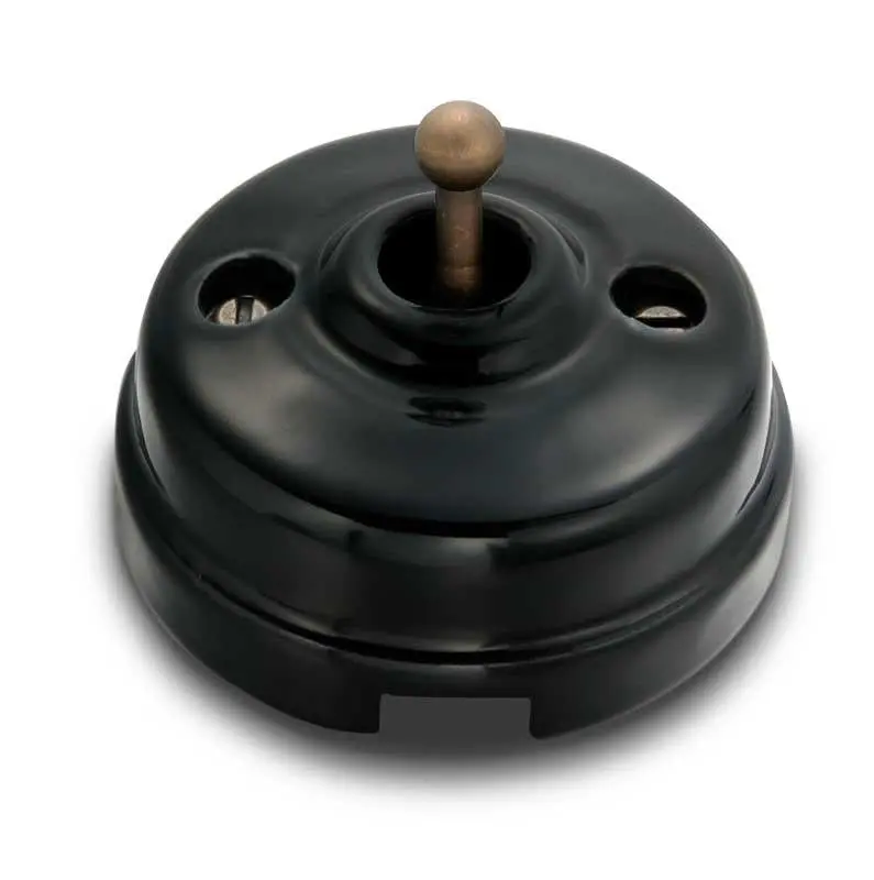 Black Porcelain Dimmer – Antique Bronze Finish Accents 1