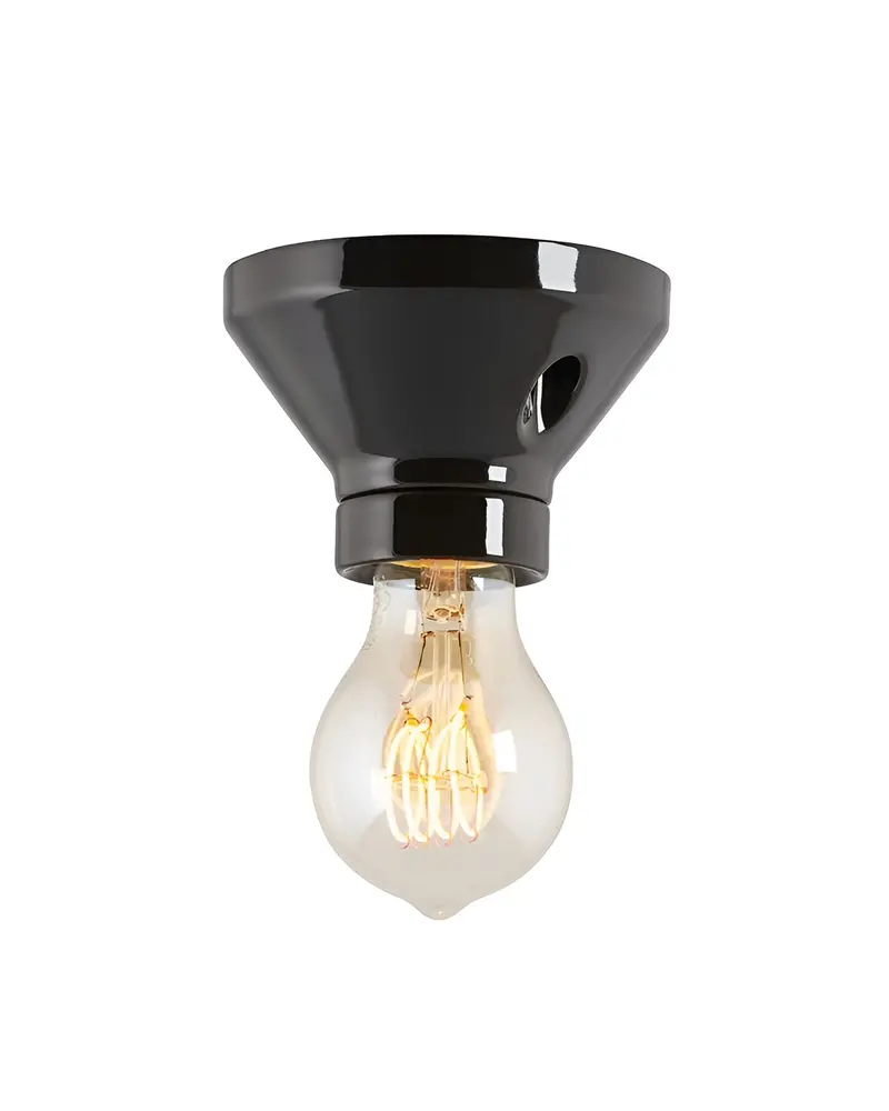 Black Porcelain Floor Lamp Base – Straight 100 Mm Stem 1