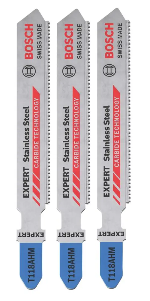 Bosch Expert T118Ahm Jigsaw Blades – 83Mm, 3-Pack, Stainless Steel Sheet Cutting 1