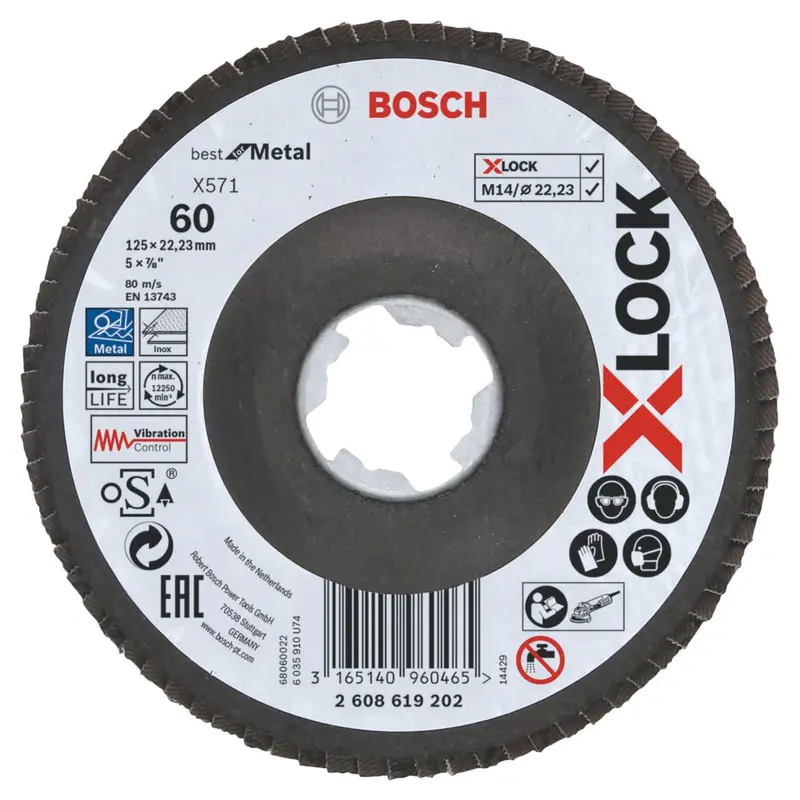 Bosch X-Lock Flap Disc – 125Mm, 60-Grit Abrasive Surface 1