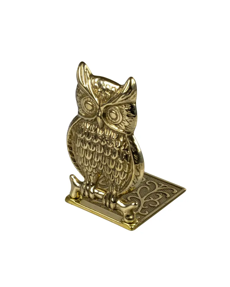 Brass Bookend Featuring Owl Sculpture 1