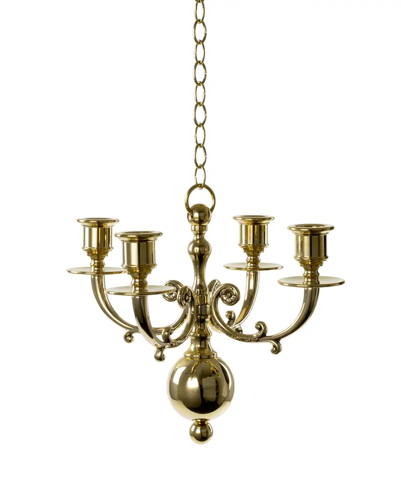 Brass Chandelier – Turn-Of-The-Century Four-Arm Design 1