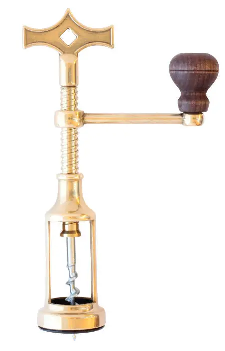Brass Corkscrew With Wooden Handle – Caesar Style 1