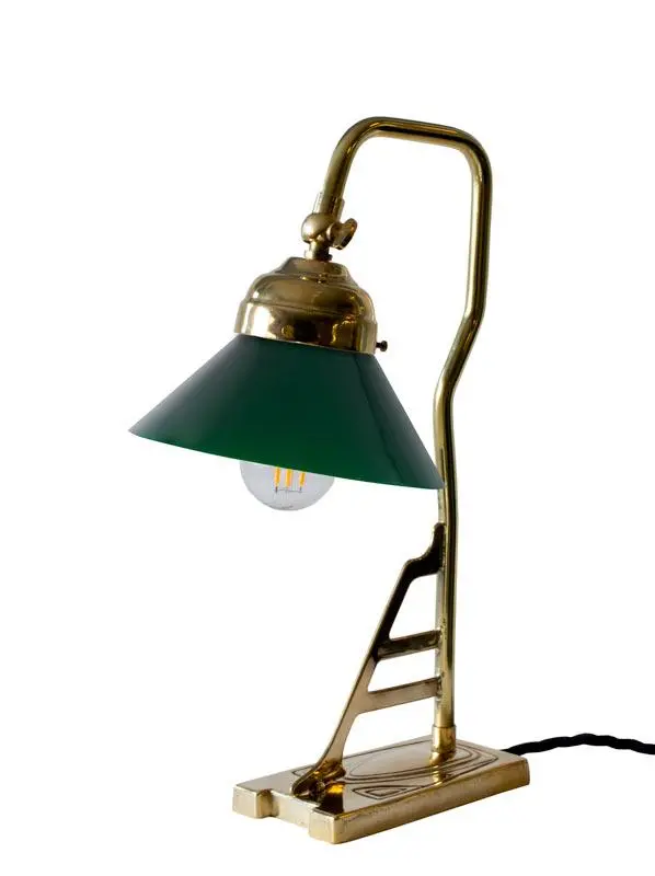 Brass Desk Lamp – Model 1900 With Green Shade 1